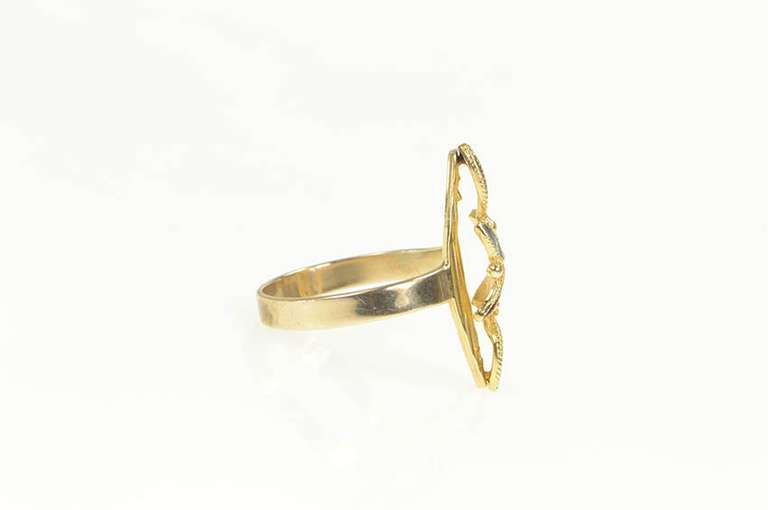 8K Yellow Gold Geometric Red Blue Green Enamel Retro Ring