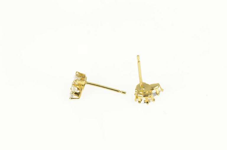 14K Yellow Gold Marquise CZ Flower Cluster Stud Earrings