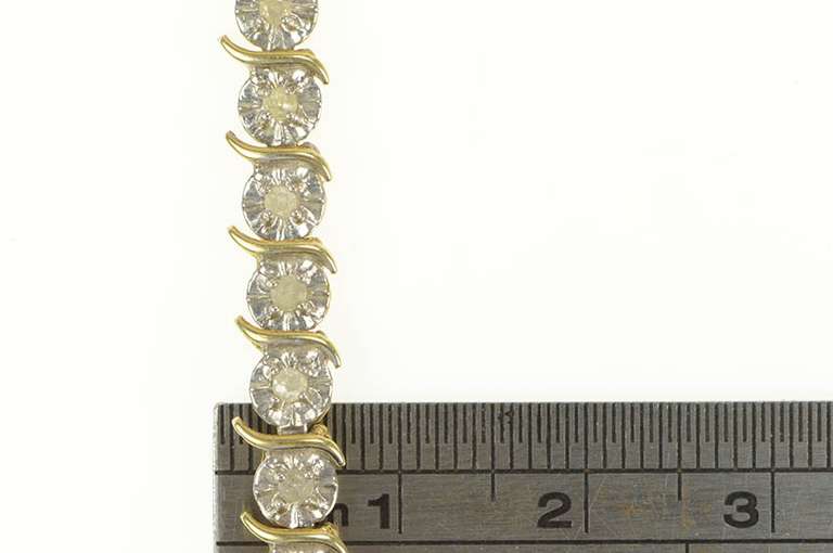 10K Yellow Gold 0.75 Ctw Diamond Classic Wavy Link Tennis Bracelet