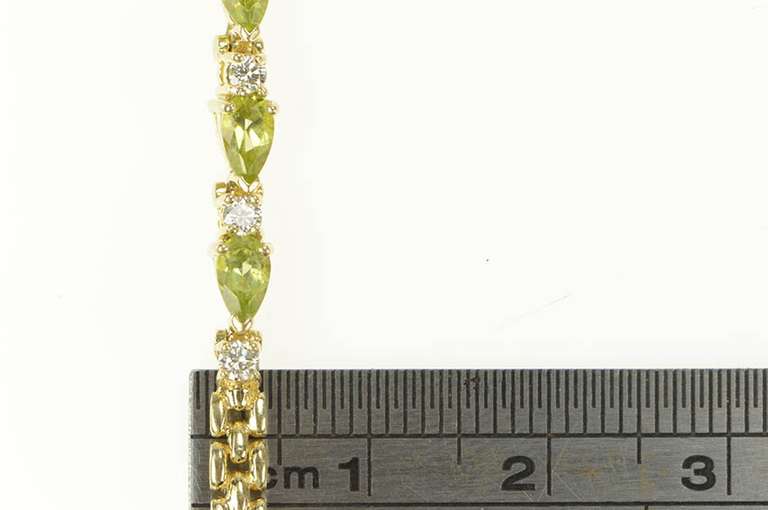 14K Yellow Gold Peridot Diamond Accent Classic Statement Bracelet