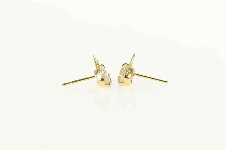 14K Yellow Gold Heart Cut Cubic Zirconia Syn. Ruby Stud Earrings