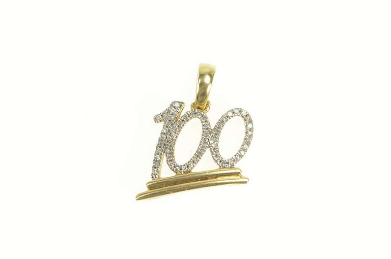 10K Yellow Gold 0.25 Ctw Diamond 100 Percent Symbol Charm/Pendant