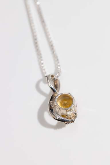 .925 Sterling Silver Pendant w/ Citrine Gemstone