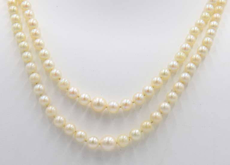 Vintage Graduated Double Strand Pearl Necklace