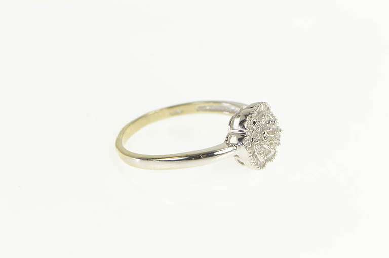10K White Gold 0.25 Ctw Diamond Cluster Promise Engagement Ring