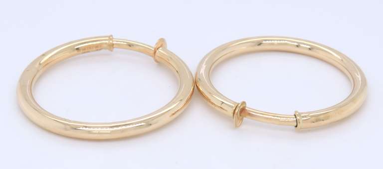 Fancy Yellow Gold Non Pierced Hoop Earrings