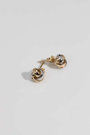 14K White & Yellow Gold 8mm Knot Earrings