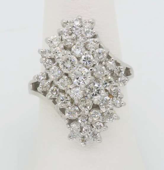 Diamond Waterfall Cluster Ring in 14k