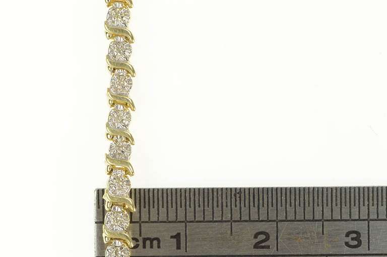 10K Yellow Gold 0.45 Ctw Diamond Wavy Link Simple Tennis Bracelet