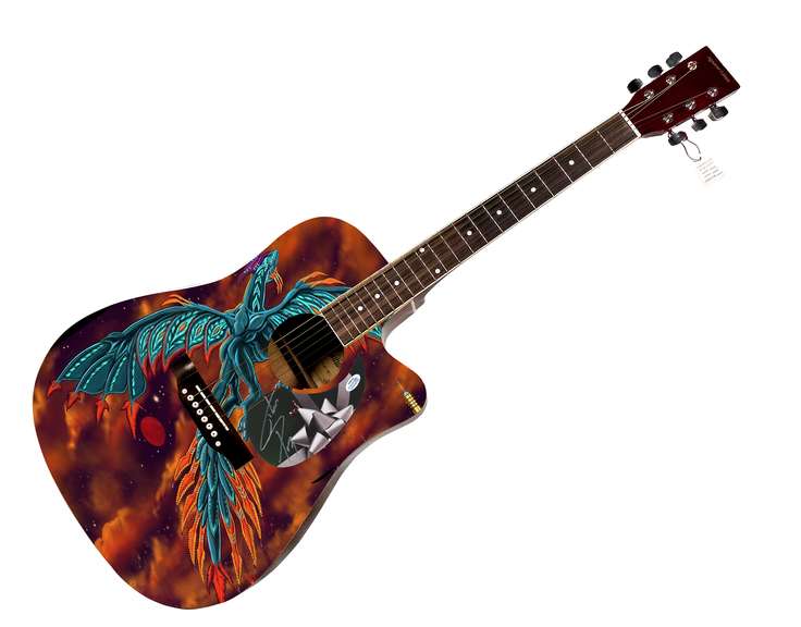 Journey Steve Perry Autographed Custom Photo Graphics Guitar ACOA