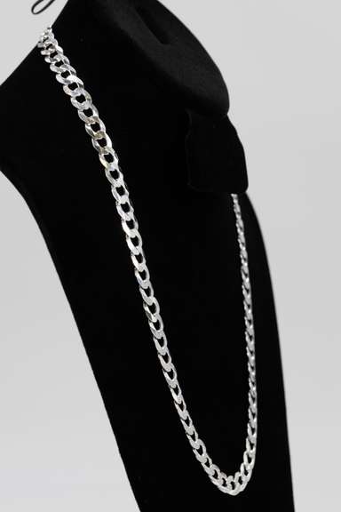 Men's 10mm Solid .925 Sterling Silver Flat Curb Chain Link Italy Necklace 26"