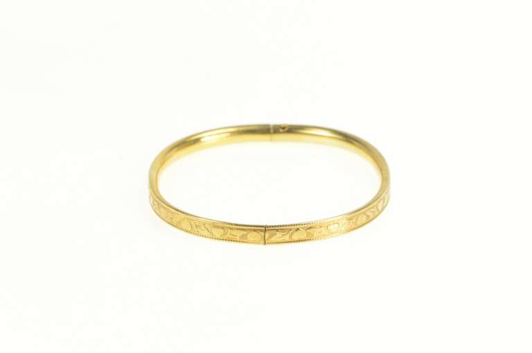 Gold Filled Art Deco Heart Pattern Retro Child's Bracelet