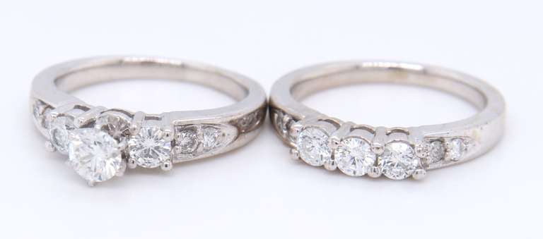 Divine White Gold Diamond Engagement Ring with Matching Band