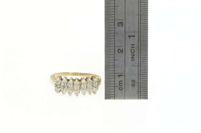 10K Yellow Gold 0.50 Ctw Tiered Diamond Squared Cluster Ring