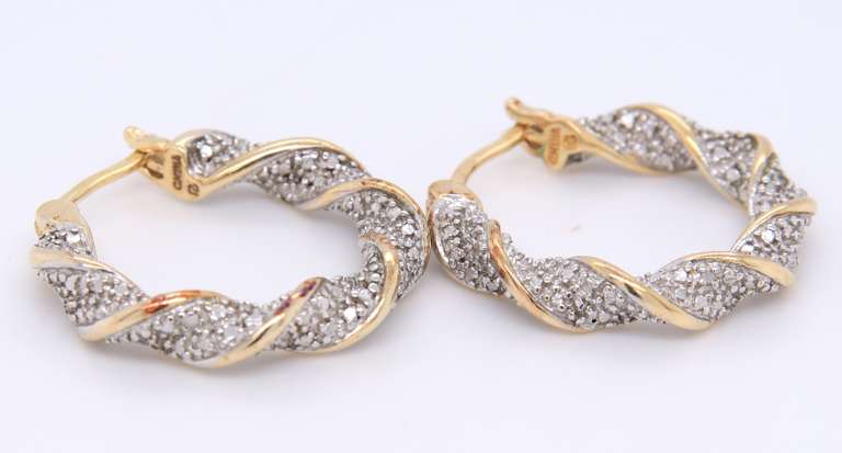 Vintage 925 Sterling Silver Twisted Hoop Earrings
