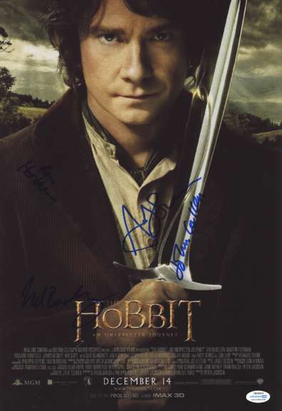 The Hobbit Lord Of the Rings Cast Autographed 12x18 Photo Original Poster ACOA