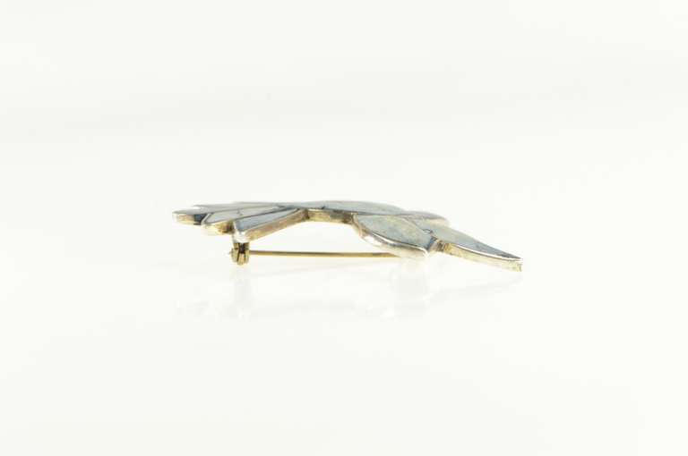 Sterling Silver Abalone Inlay Ornate Hummingbird Vintage Pin/Brooch