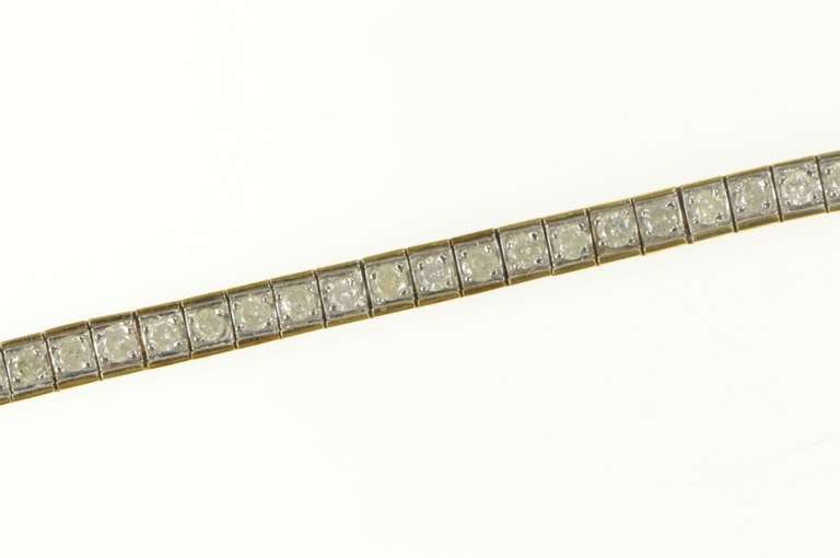 10K Yellow Gold 3.00 Ctw Diamond Squared Classic Tennis Bracelet