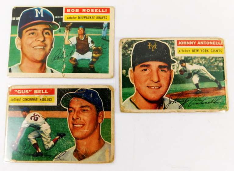 3 Topps 1956 Baseball Cards