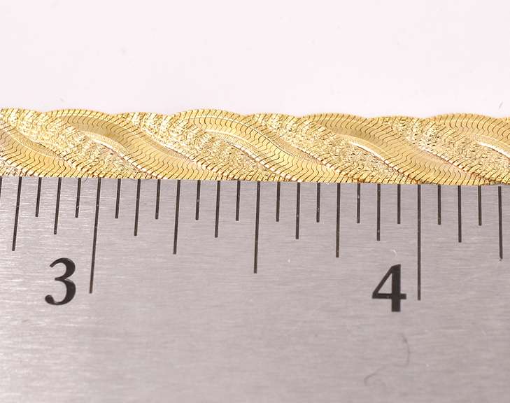 Brilliant Braided Herringbone Necklace in 14K Yellow Gold