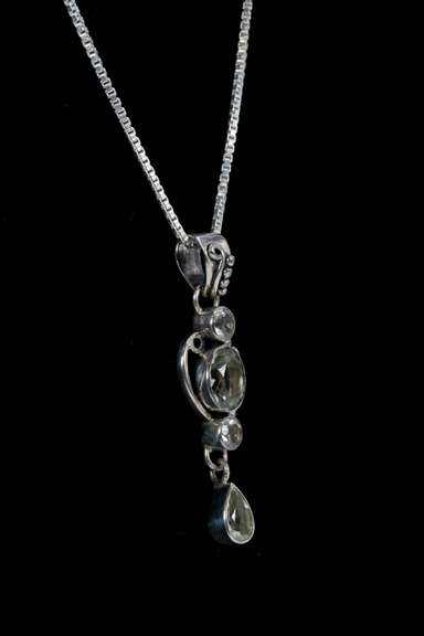 Sterling Silver Green Amethyst Gemstone Pendant
