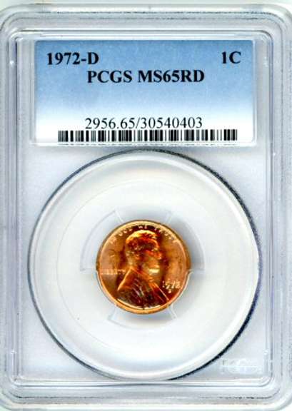 1972-D Lincoln Cent in PCGS MS65RD