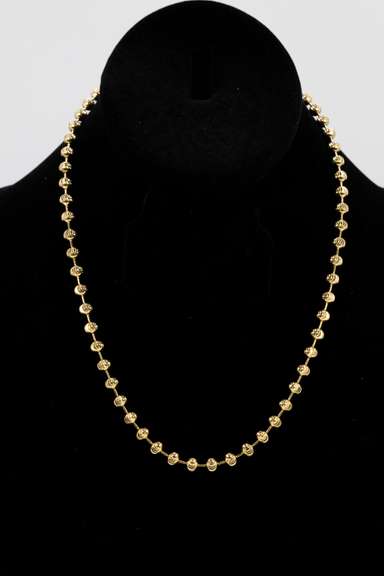 10k Gold 5mm Moon Bead Chain Necklace 18 Inches
