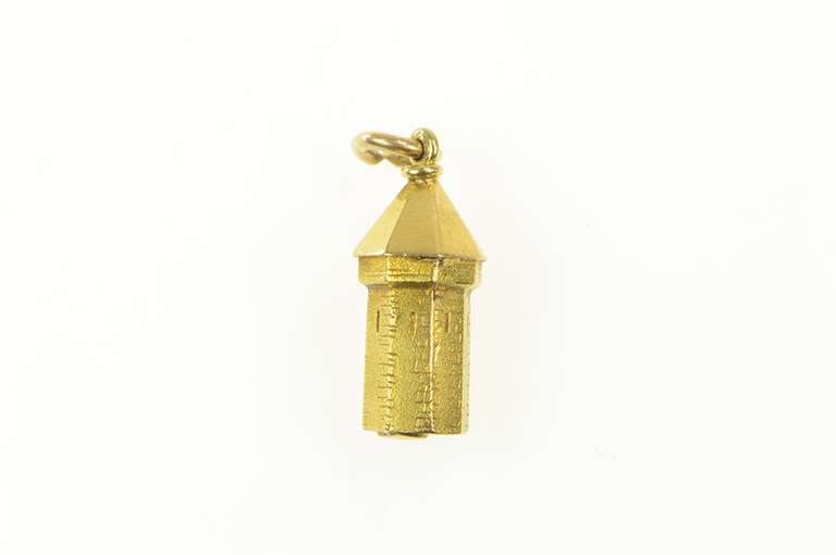 14K Yellow Gold 3D Turret Castle Tower Charm/Pendant