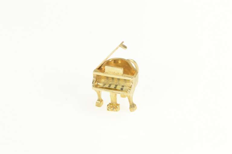 14K Yellow Gold 3D Grand Piano Musical Instrument Charm/Pendant