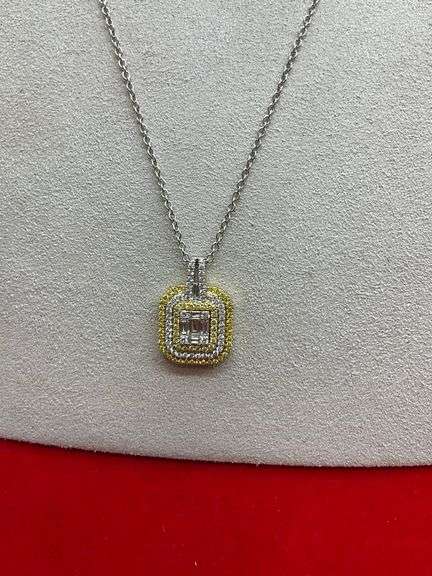 18K WHITE GOLD CHAIN WITH 18K GOLD AND DIAMOND PENDANT