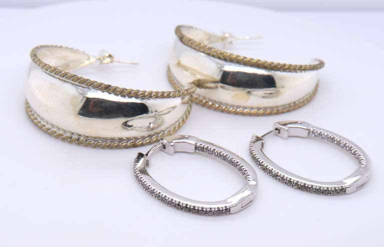 Group Lot of 2 Vintage 925 Sterling Silver Earrings