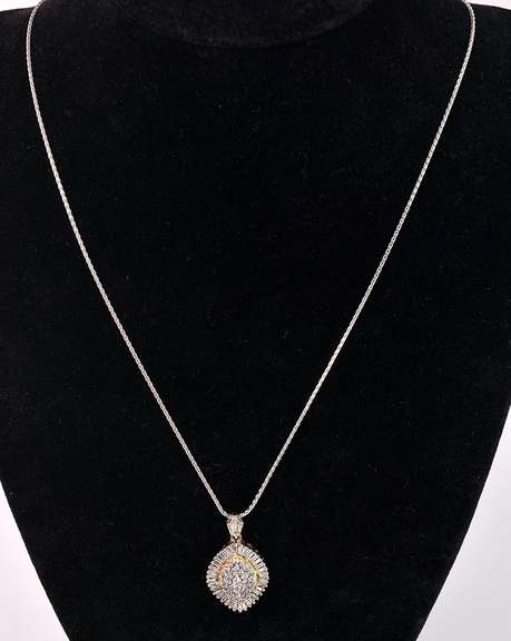 Amazing Diamond Cluster Pendant Necklace in 10K and 14K White Gold