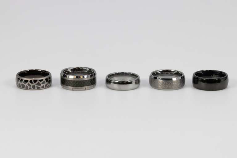 Lot of 5 Size 9 Tungsten Carbide Rings in Various Styles