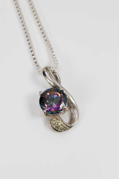 Sterling Silver Mystic Quartz, Peridot Pendant