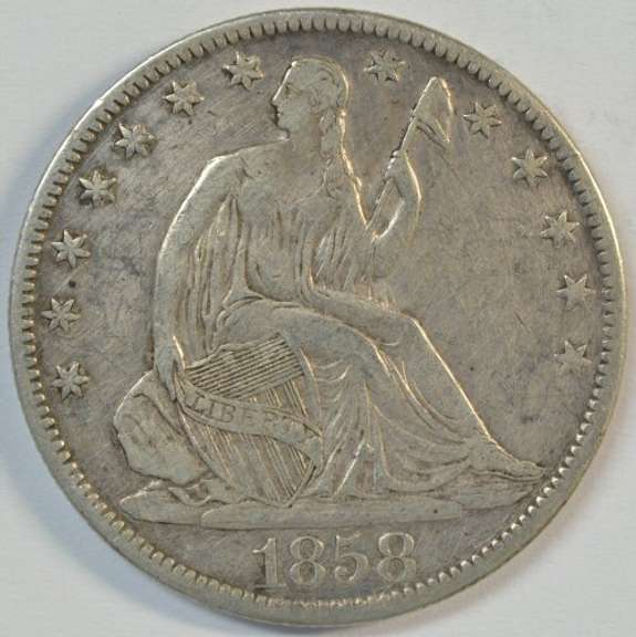 Upper end 1858-O No Motto Seated Liberty Half Dollar
