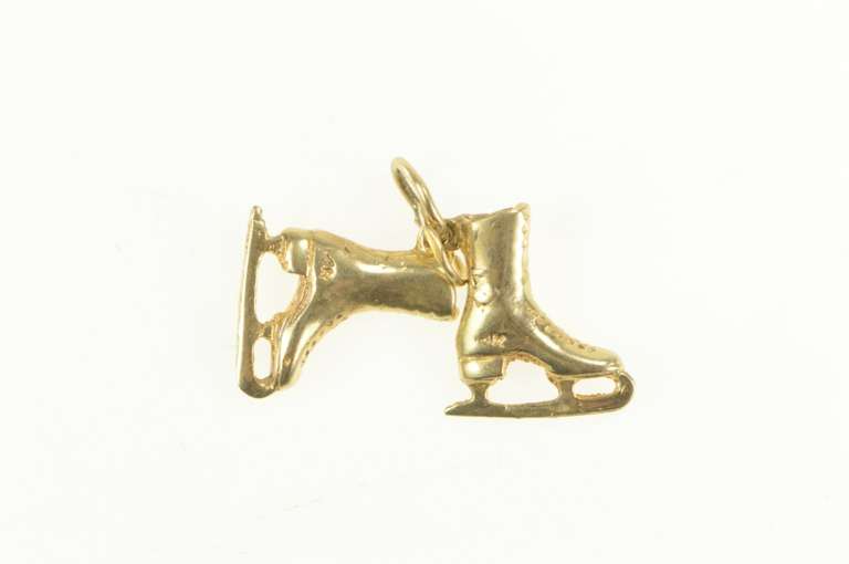 14K Yellow Gold 3D Ice Skate Figure Skating Winter Sport Charm/Pendant