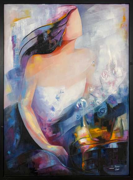 Sussan Afrasiabian Original Oil on Canvas "Blue Breeze"