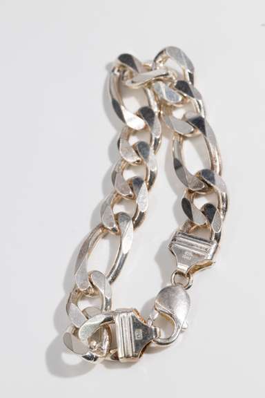 .925 Sterling Silver 13mm Figaro Link Bracelet 9 Inches