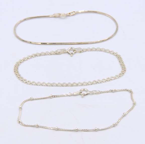 Group Lot of 3 Vintage 925 Sterling Silver Bracelets