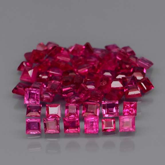 Premium 3.41ct 70 piece princess cut Ruby set