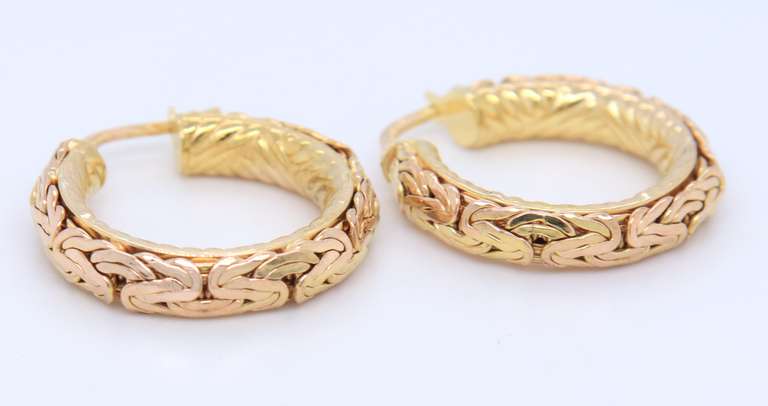 Beautiful Yellow Gold Byzantine Gold Hoop Earrings