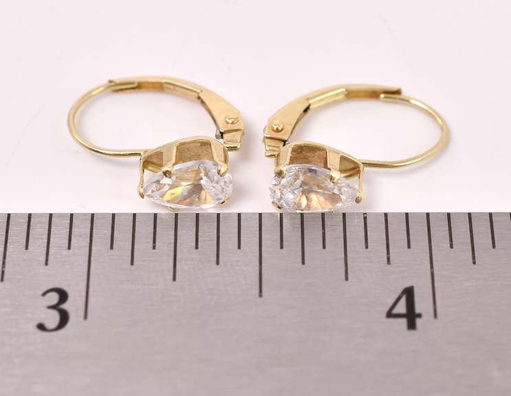 Delightful CZ Drop Earrings in 14K Yellow Gold