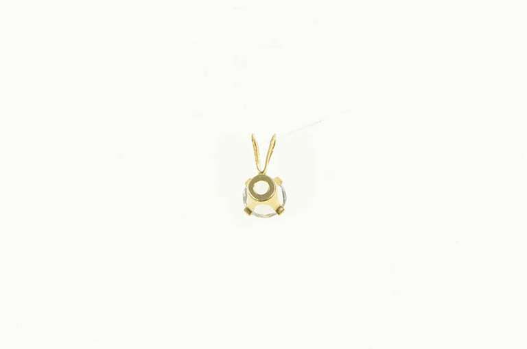 14K Yellow Gold Round Solitaire Classic Simple Cubic Zirconia Pendant