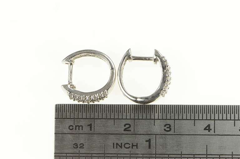 10K White Gold 0.30 Ctw Diamond Pave Statement Hoop Earrings