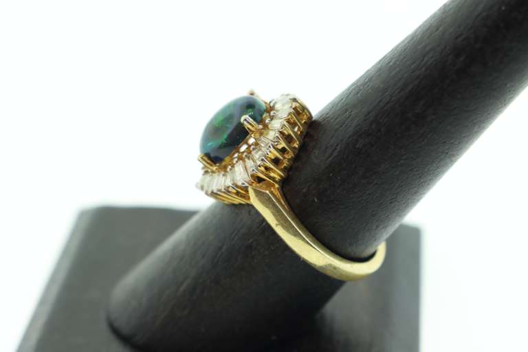 Enchanting Garden Green Opal Ring with Gold Plated Silver and Diamond Accents