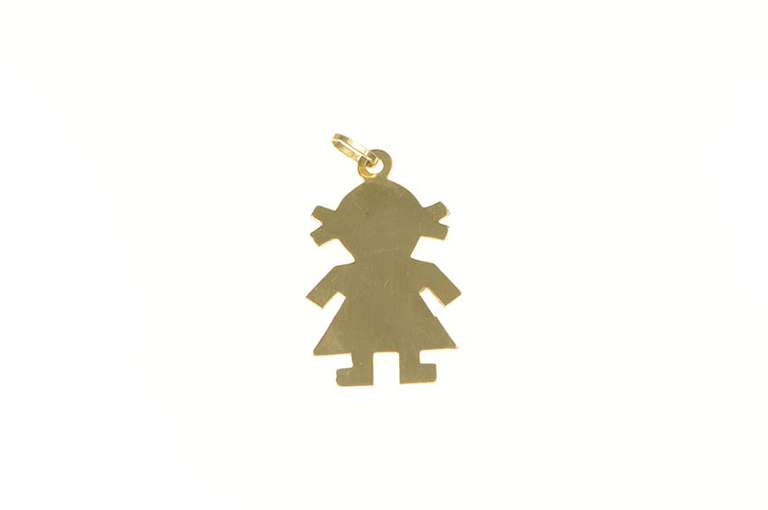 14K Yellow Gold Geometric Girl Cut Out Child Mothers Day Charm/Pendant