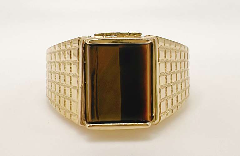 Men's 14kt Solid Yellow Gold & Tiger's Eye Ring