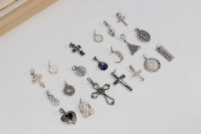 Sterling Silver Pendant Assortment Various Sizes & Styles (20 Pendant Lot)