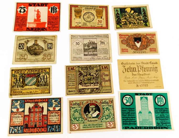 12 Pieces 1920's Foreign Paper Money