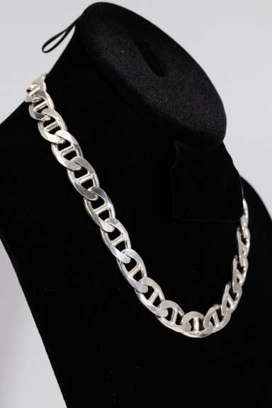 .925 Sterling Silver 13.5mm Anchor Link Chain 18 Inches
